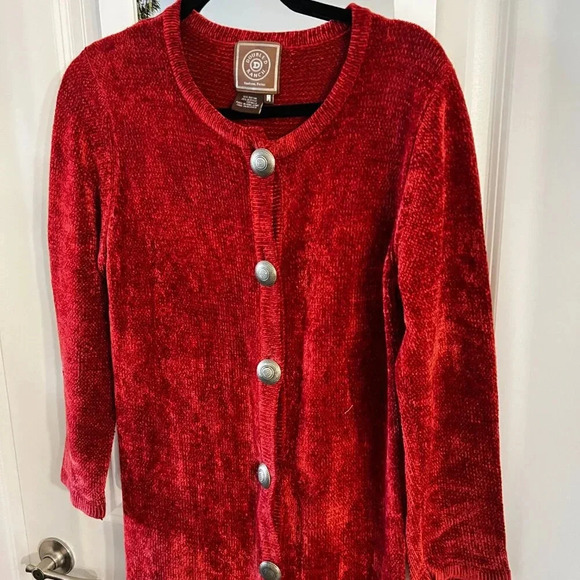 375 Double D Ranchwear Button Up Long Sleeve Dress Size Medium Color Red Orange - Picture 2 of 5